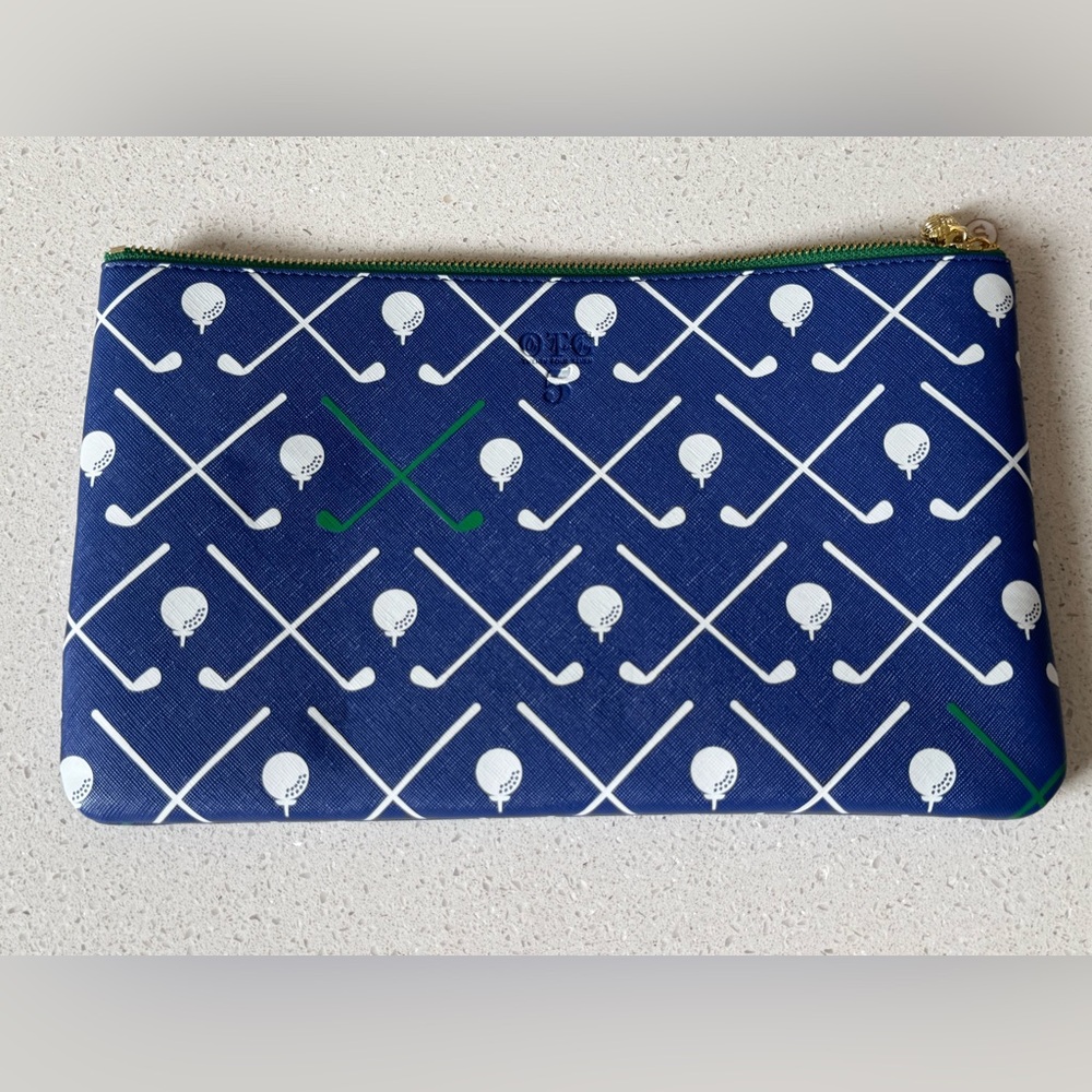 OTG On The Go 247 Vegan Clutch #5 13” x 7” Blue Golf Print NEW